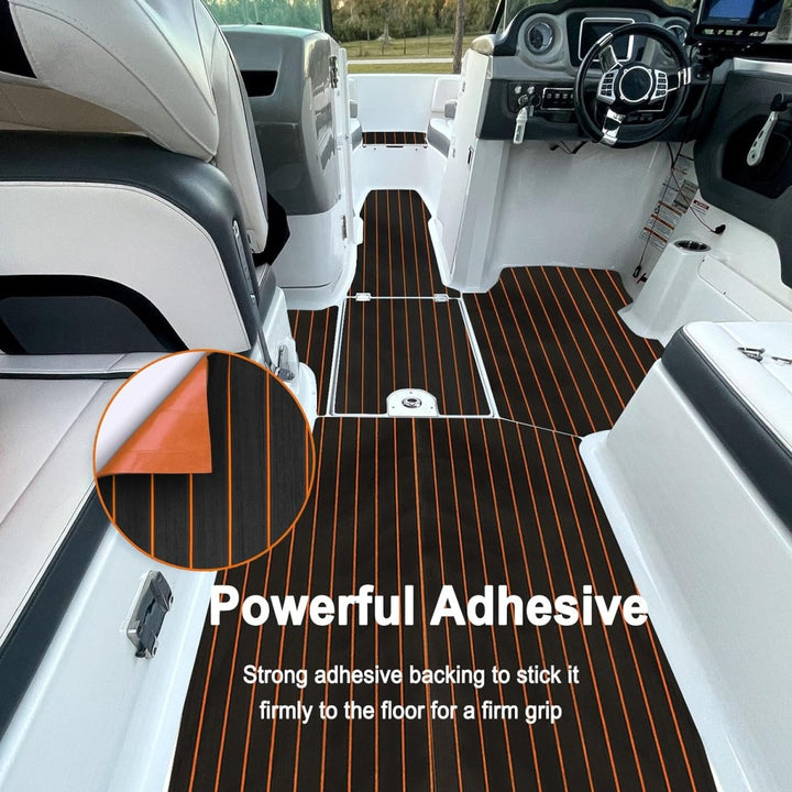 Affordable EVA Foam Boat Decking Black with Orange Lines - US Warehouse - HJDECK