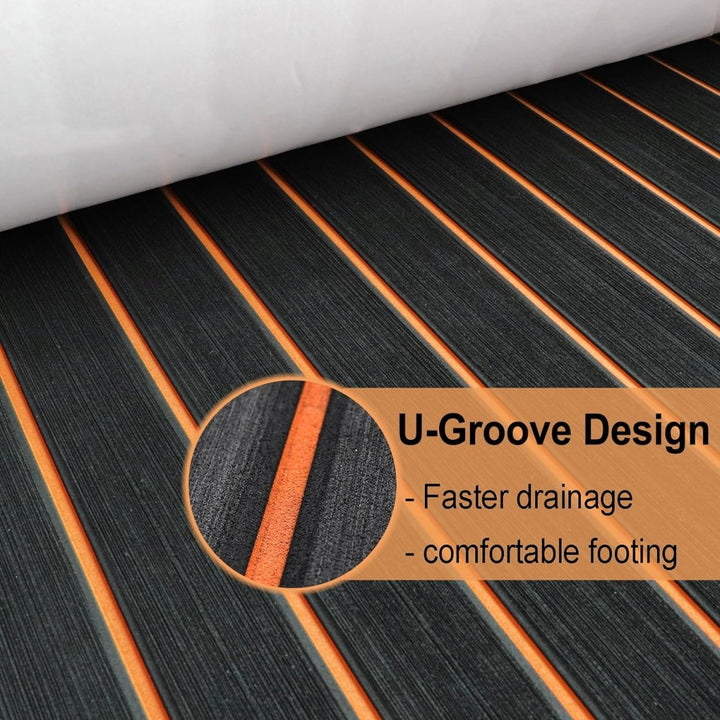 Affordable EVA Foam Boat Decking Black with Orange Lines - US Warehouse - HJDECK