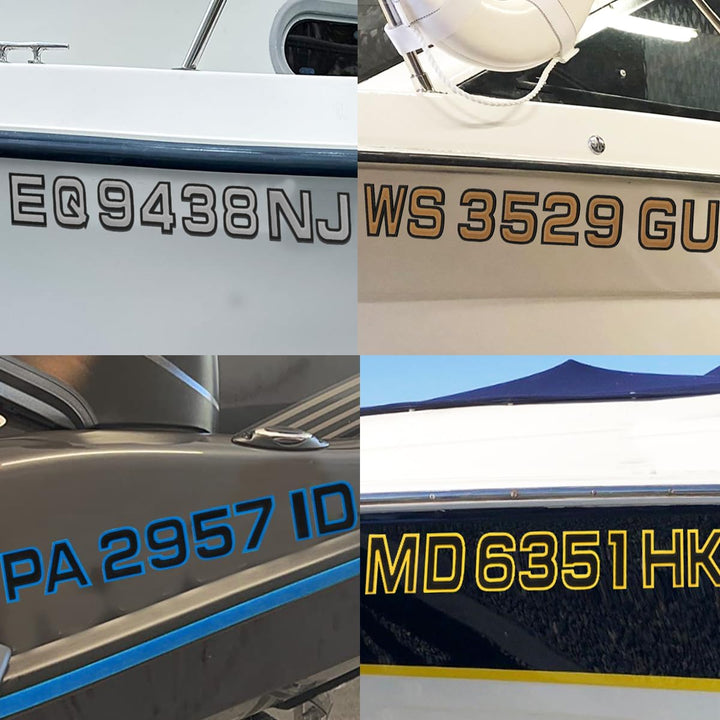 Custom Boat Registration Numbers & Letters (2 Sets) Marine EVA Lettering Sticker Decals - HJDECK