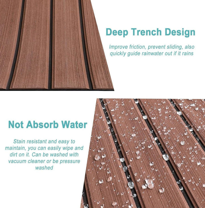 HJDECK Faux Teak Boat Flooring for Pontoon Boat 94.5"x35.4" - Canada Warehouse - HJDECK