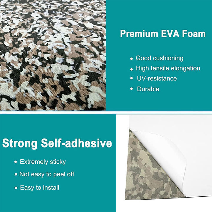 Brushed Texture Camo EVA Foam Boat Decking Mat Self-Adhesive Marine Carpet Flooring Sheet 94.5"x35.4" - HJDECK